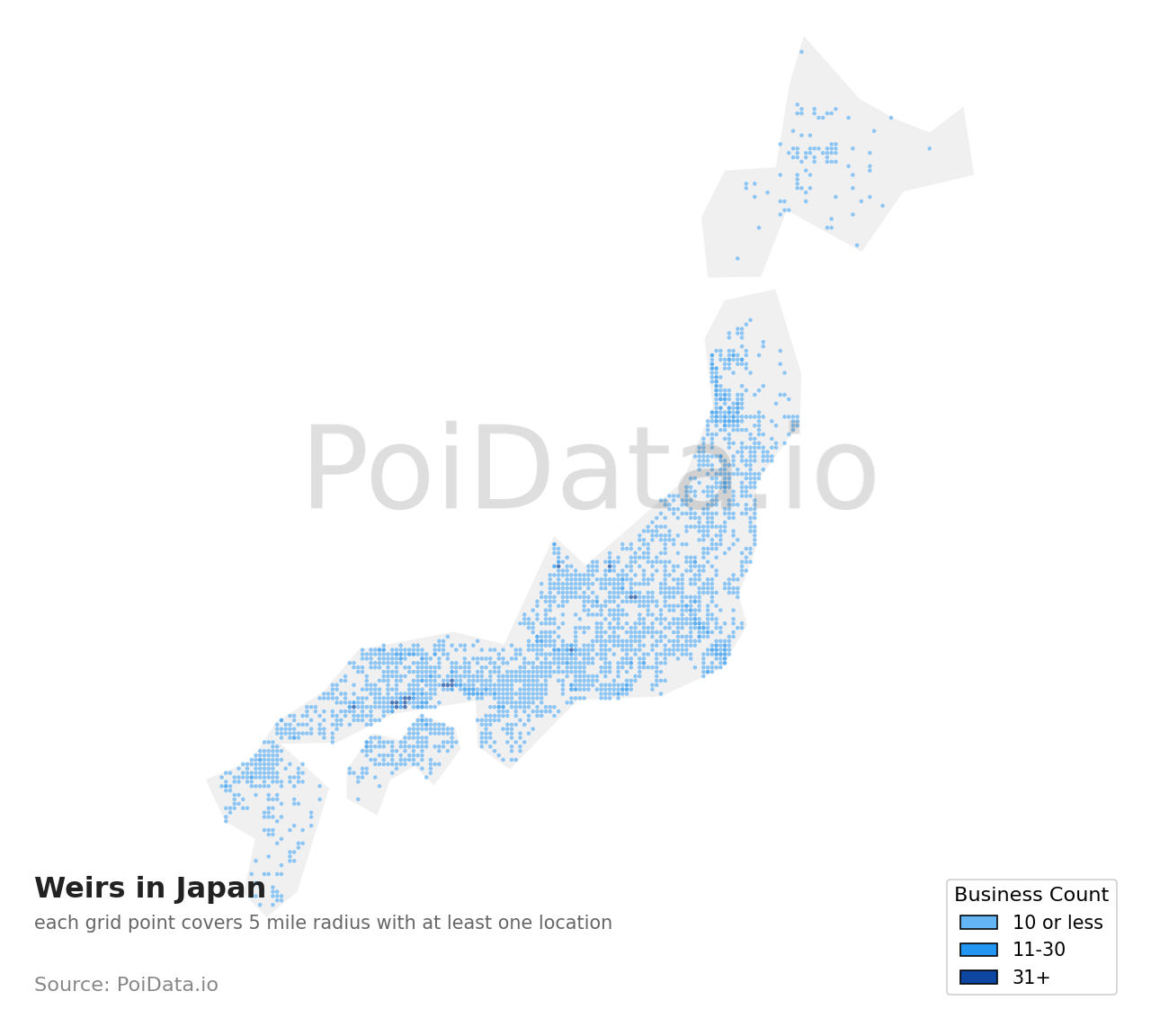 Weir density map for Nakaniikawa District, Toyama, Japan