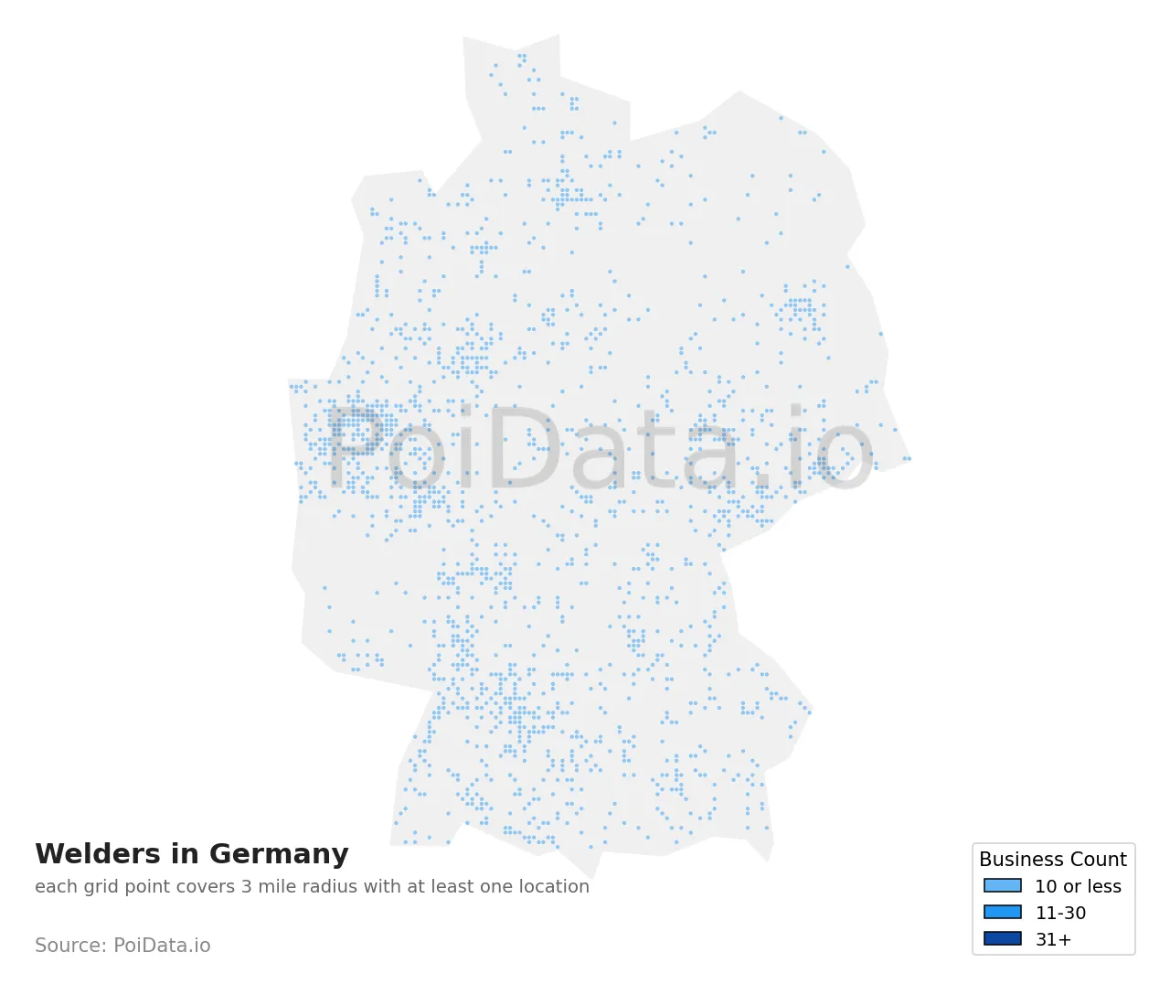Welder density map for Germany