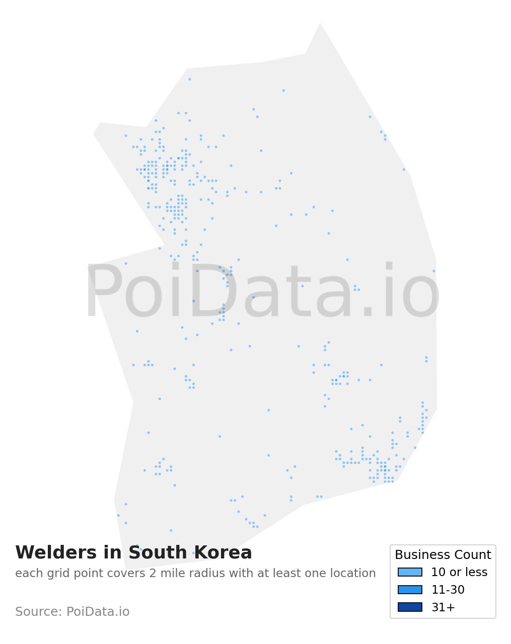 Welder density map for South Korea
