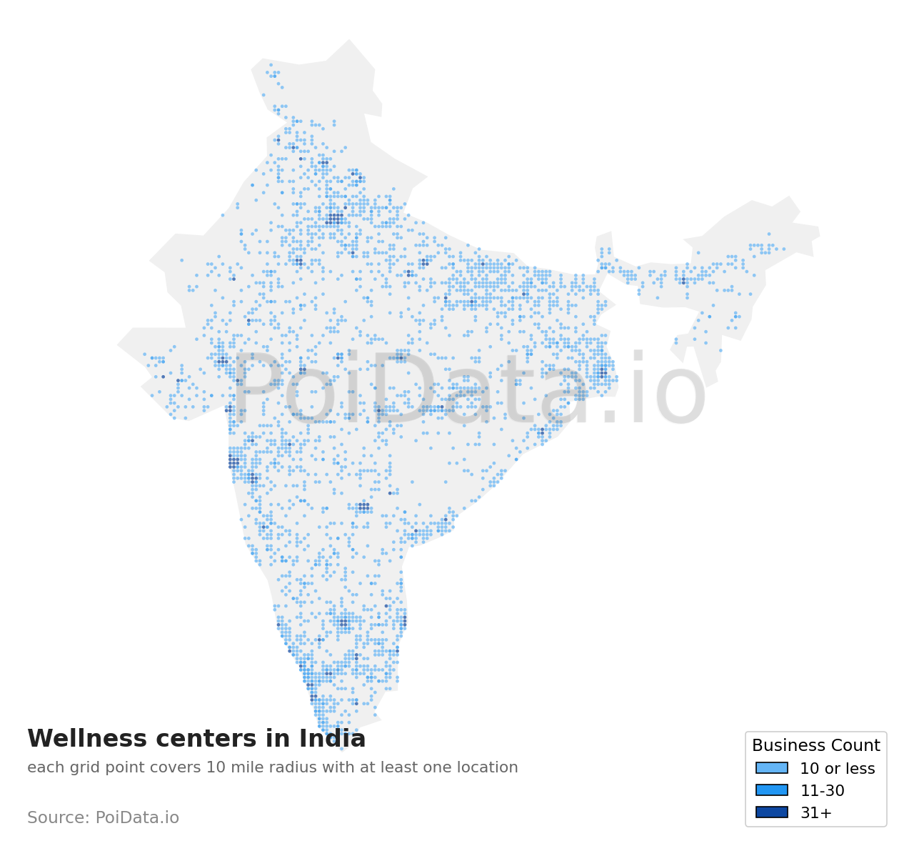 Wellness center density map for India