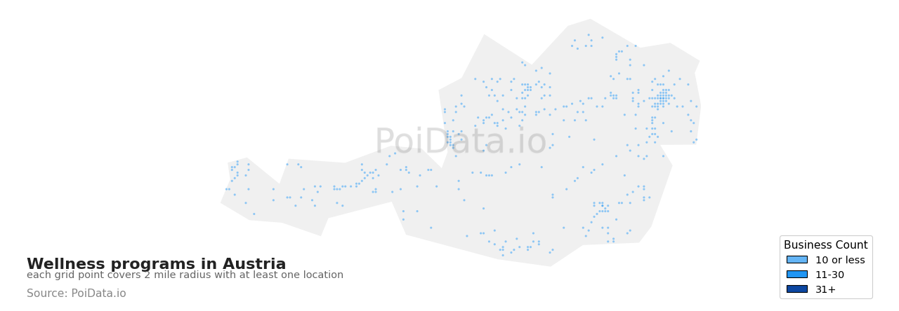 Wellness program density map for Austria