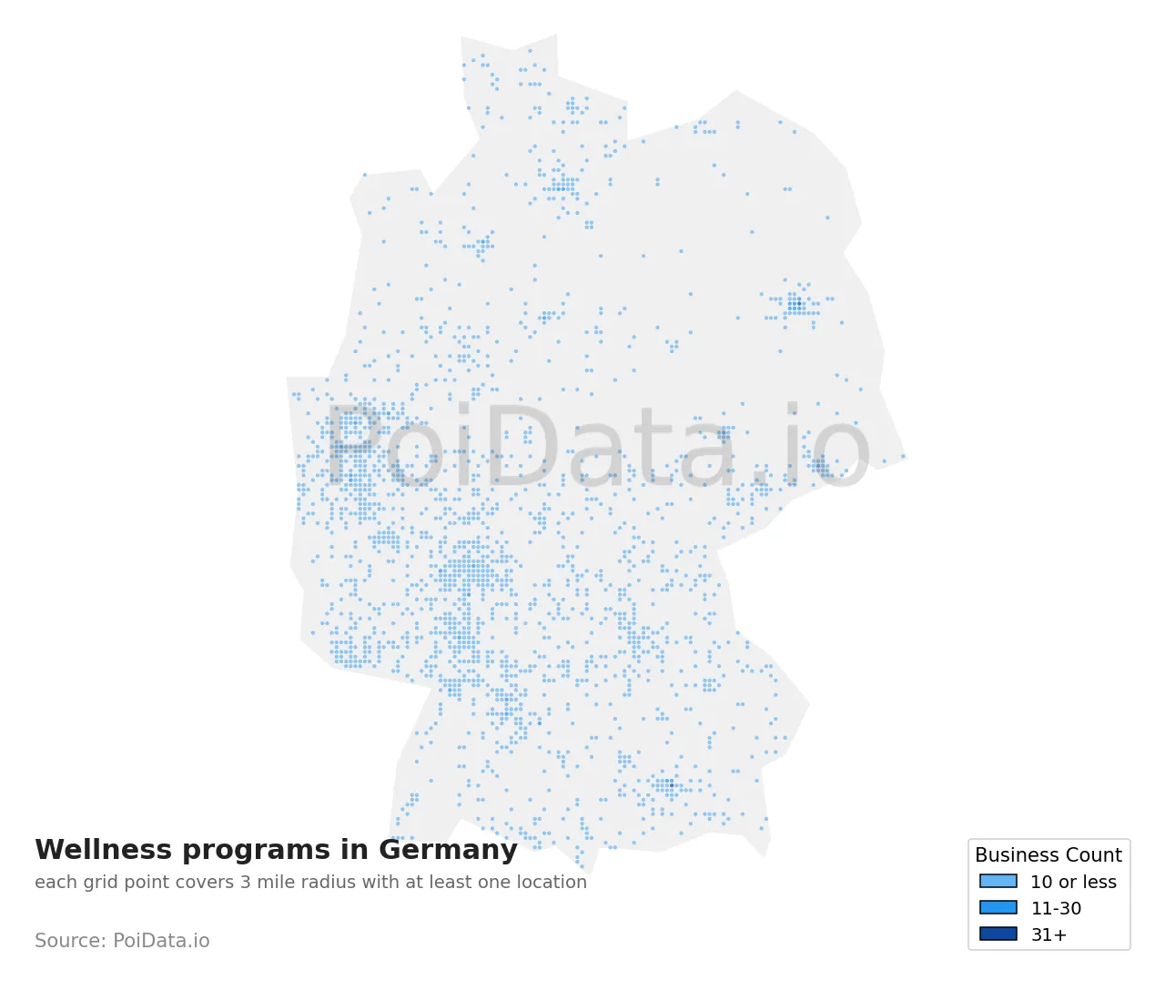 Wellness program density map for Germany