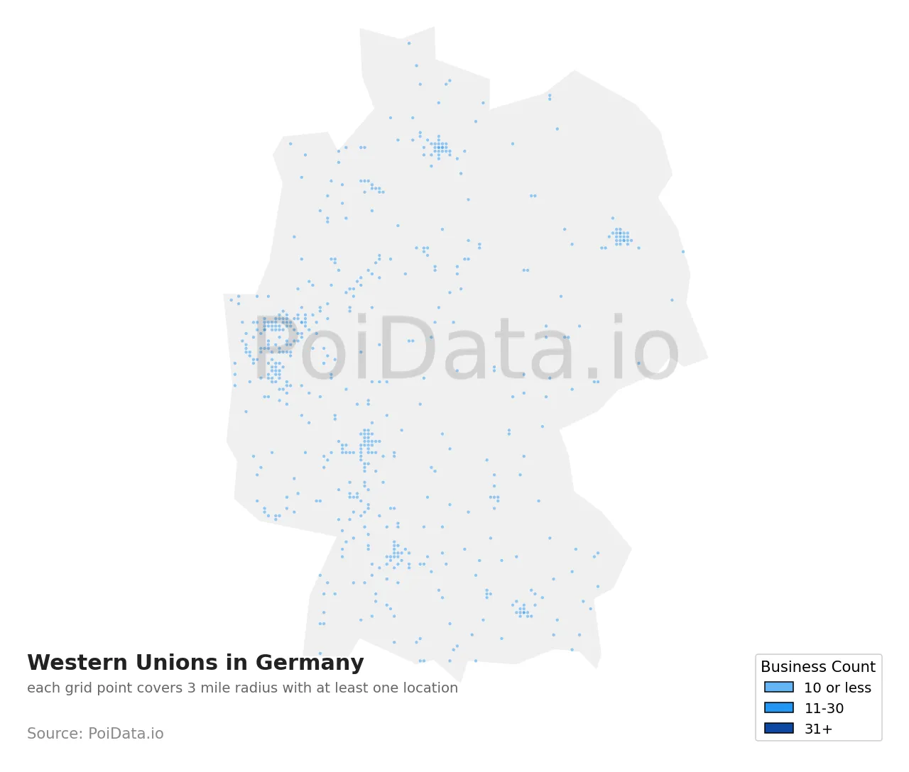 Western Union density map for Germany