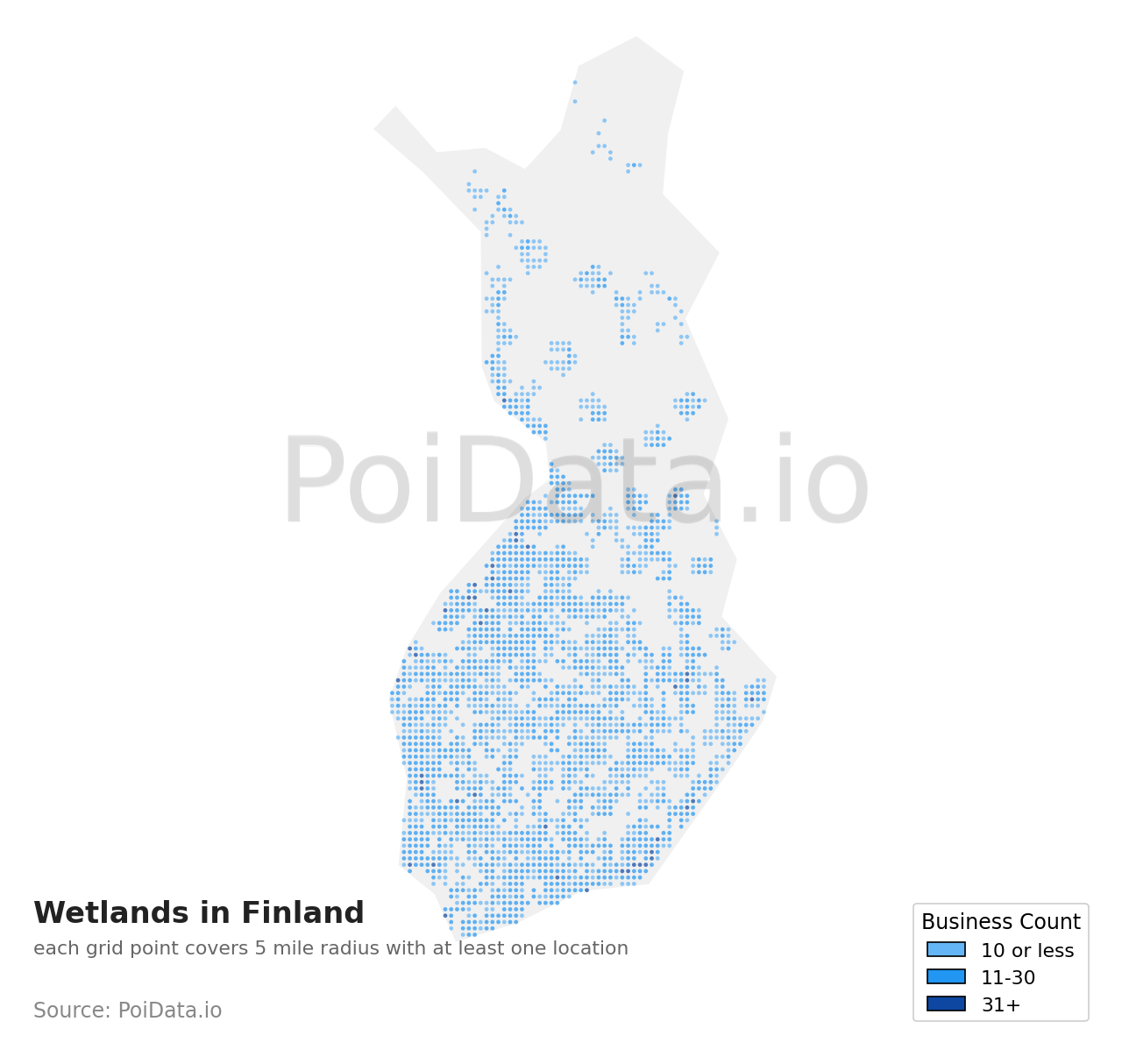 Wetland density map for Finland