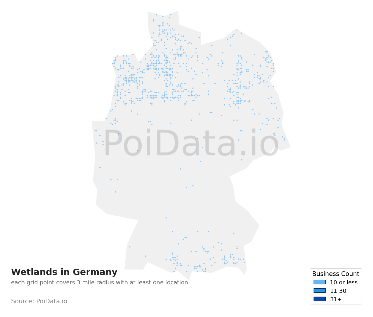 Wetland density map for Germany