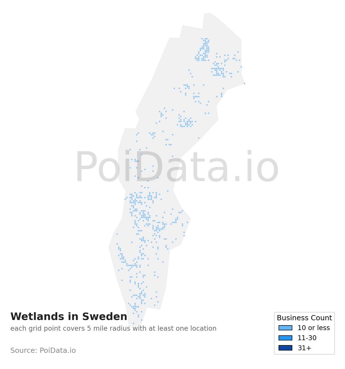 Wetland density map for Sweden