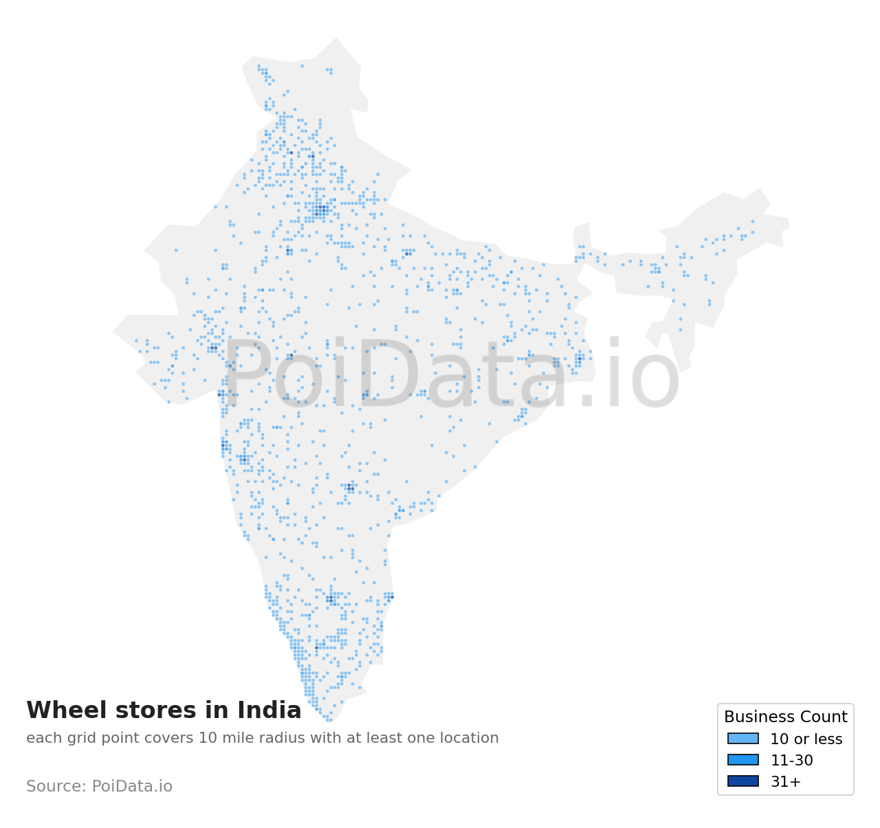 Wheel store density map for India