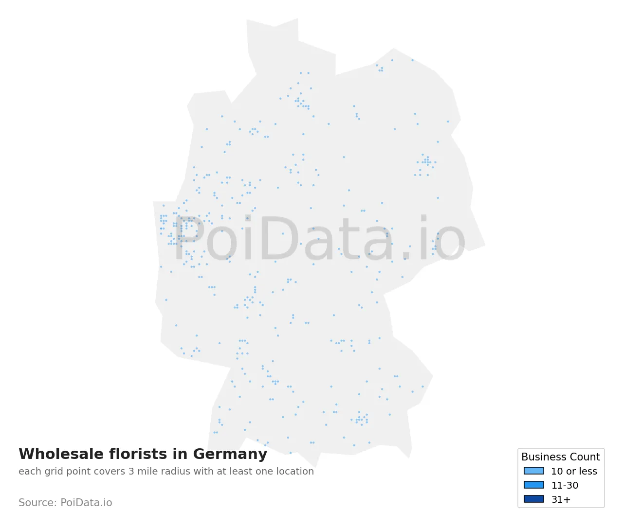 Wholesale florist density map for Germany
