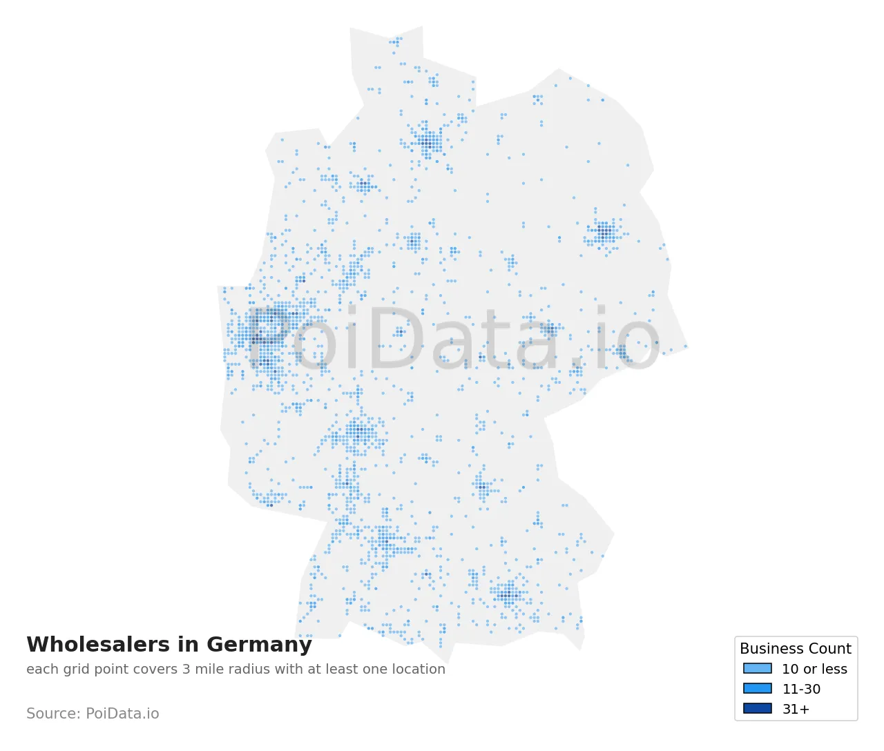 Wholesaler density map for Germany