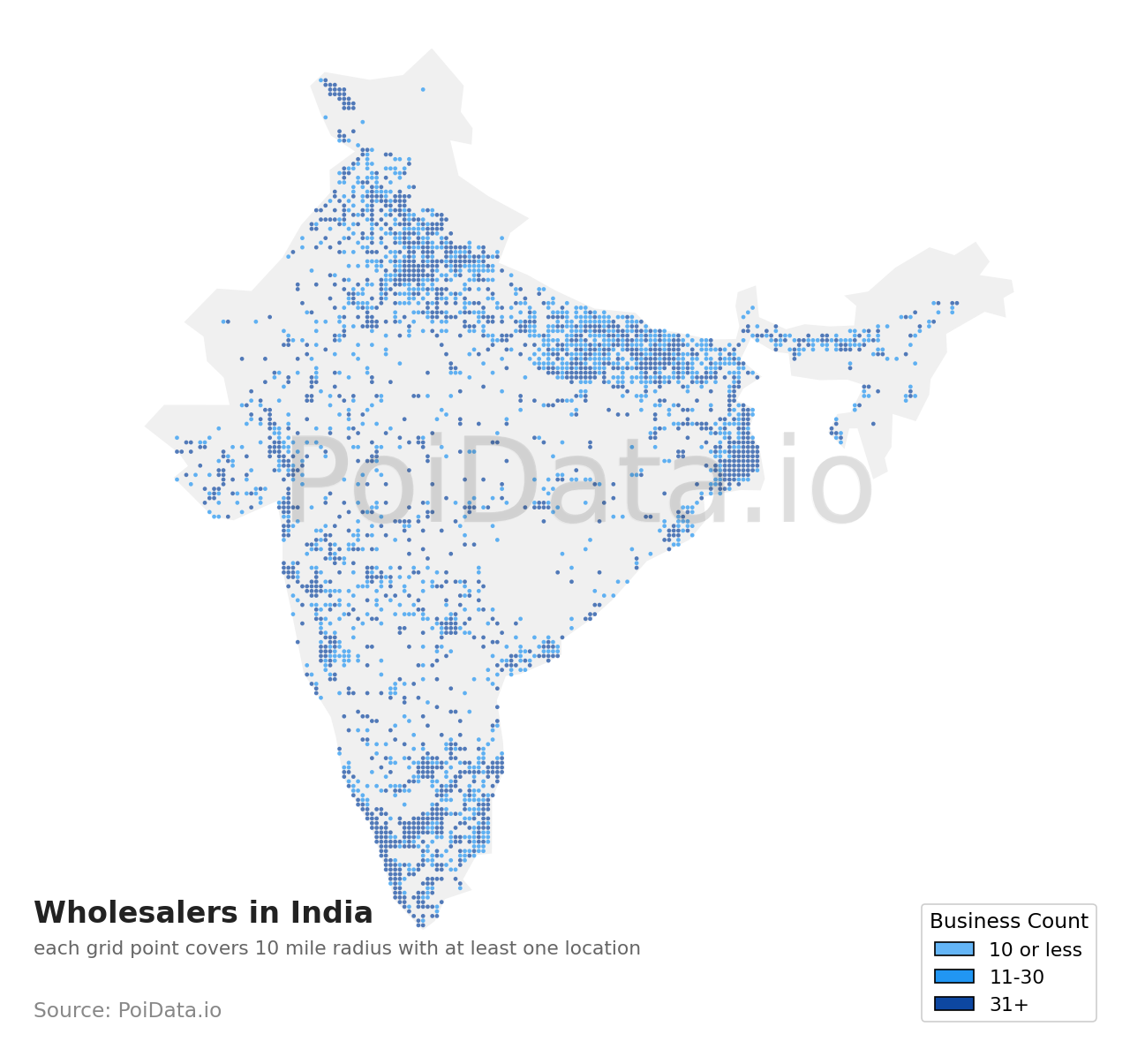 Wholesaler density map for India