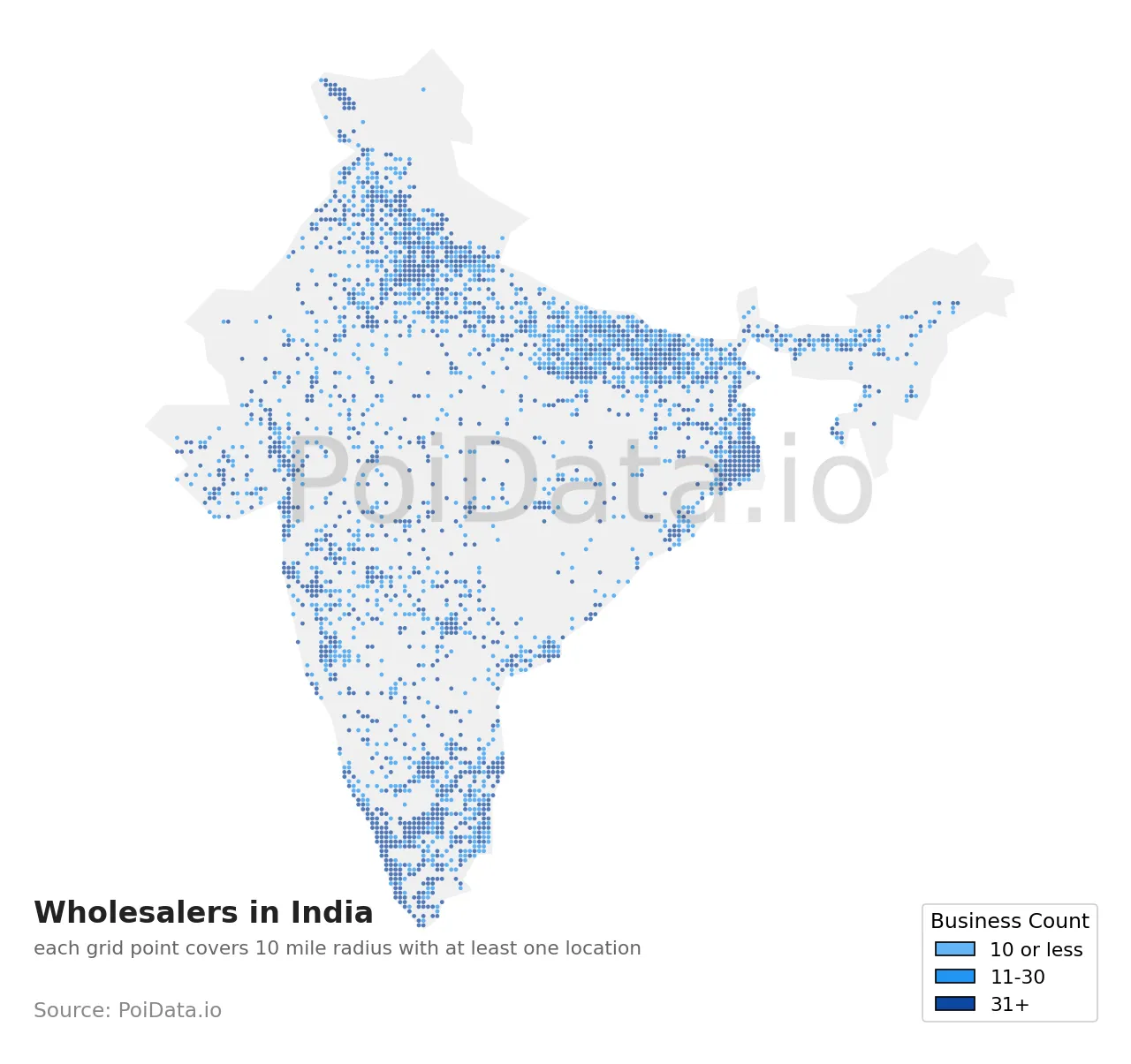 Wholesaler density map for India