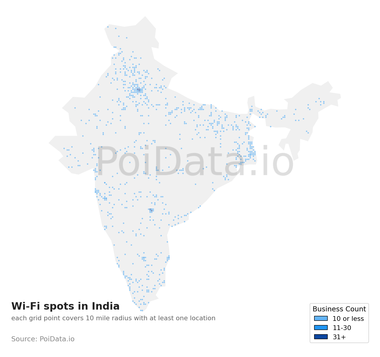 Wi-Fi spot density map for India