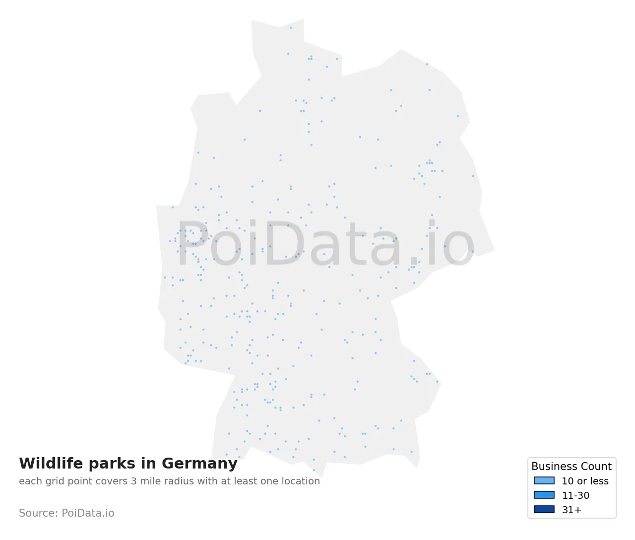 Wildlife park density map for Germany