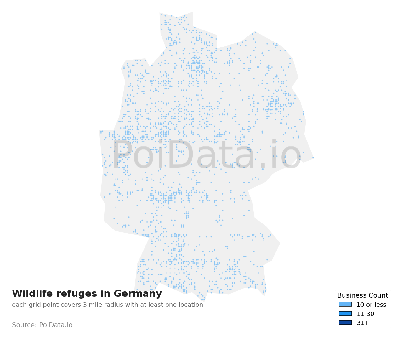 Wildlife refuge density map for Germany
