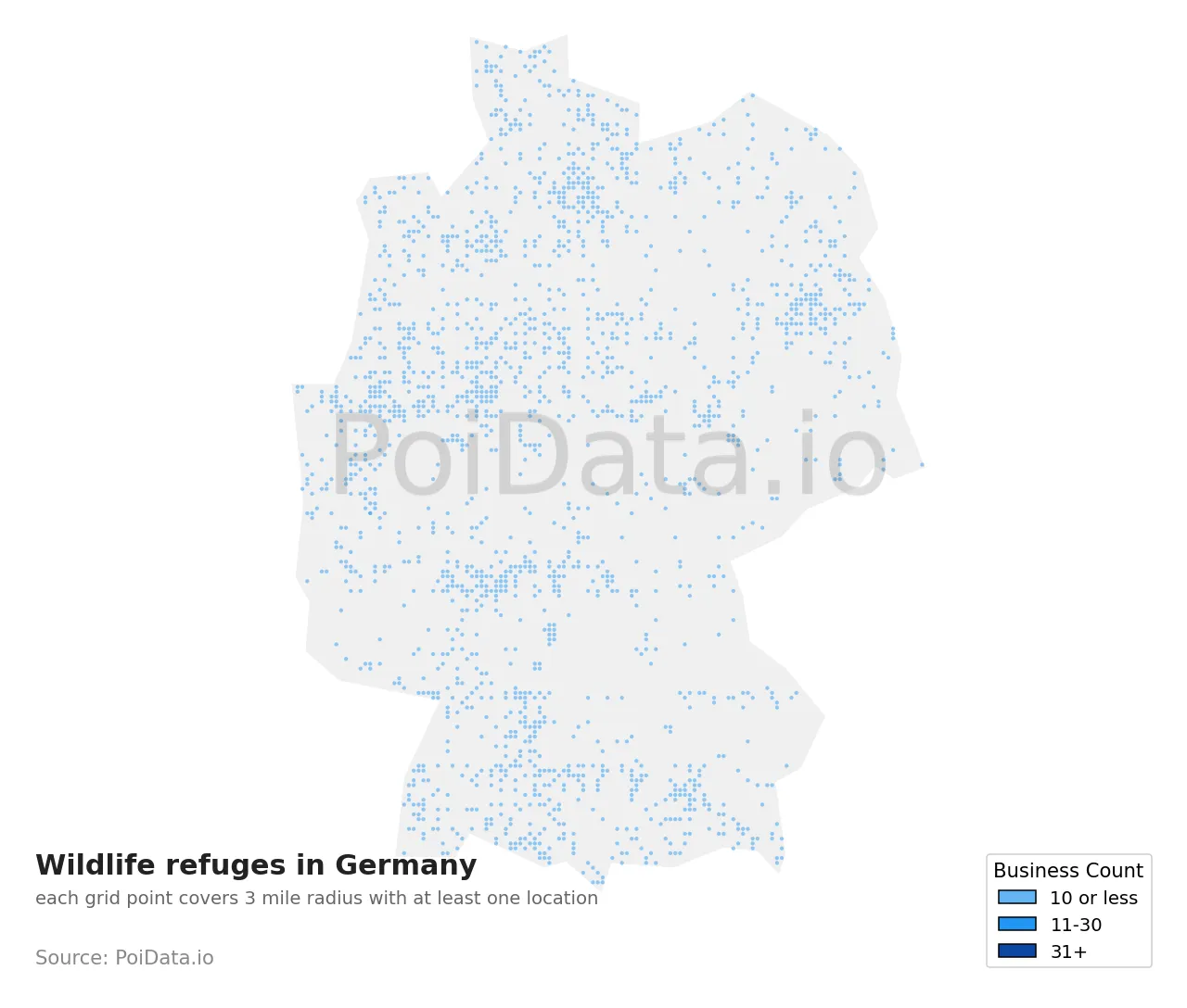 Wildlife refuge density map for Germany