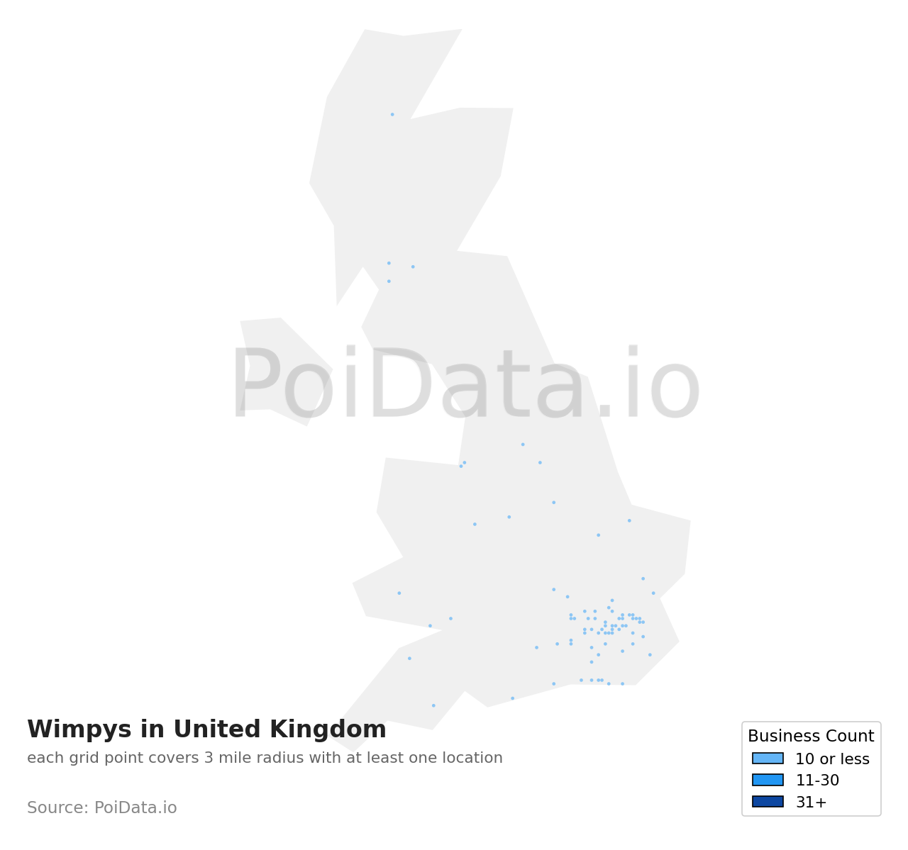 Wimpy density map for United Kingdom