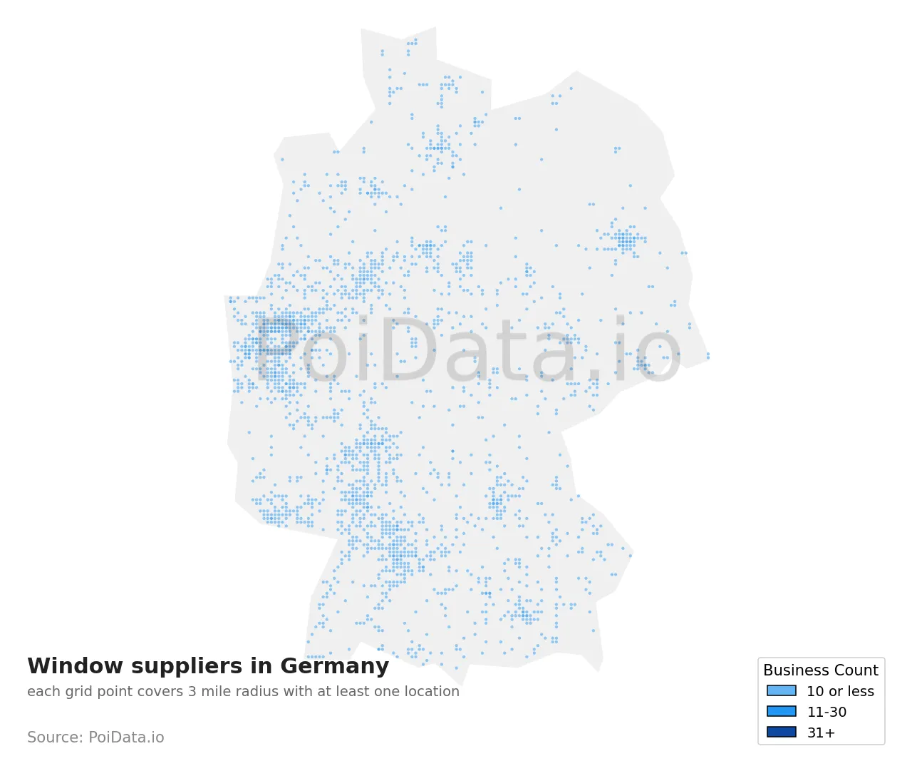 Window supplier density map for Germany