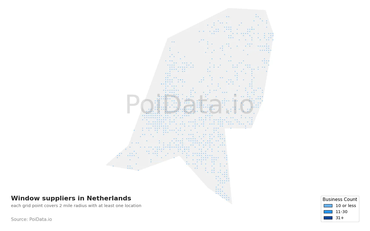 Window supplier density map for Netherlands