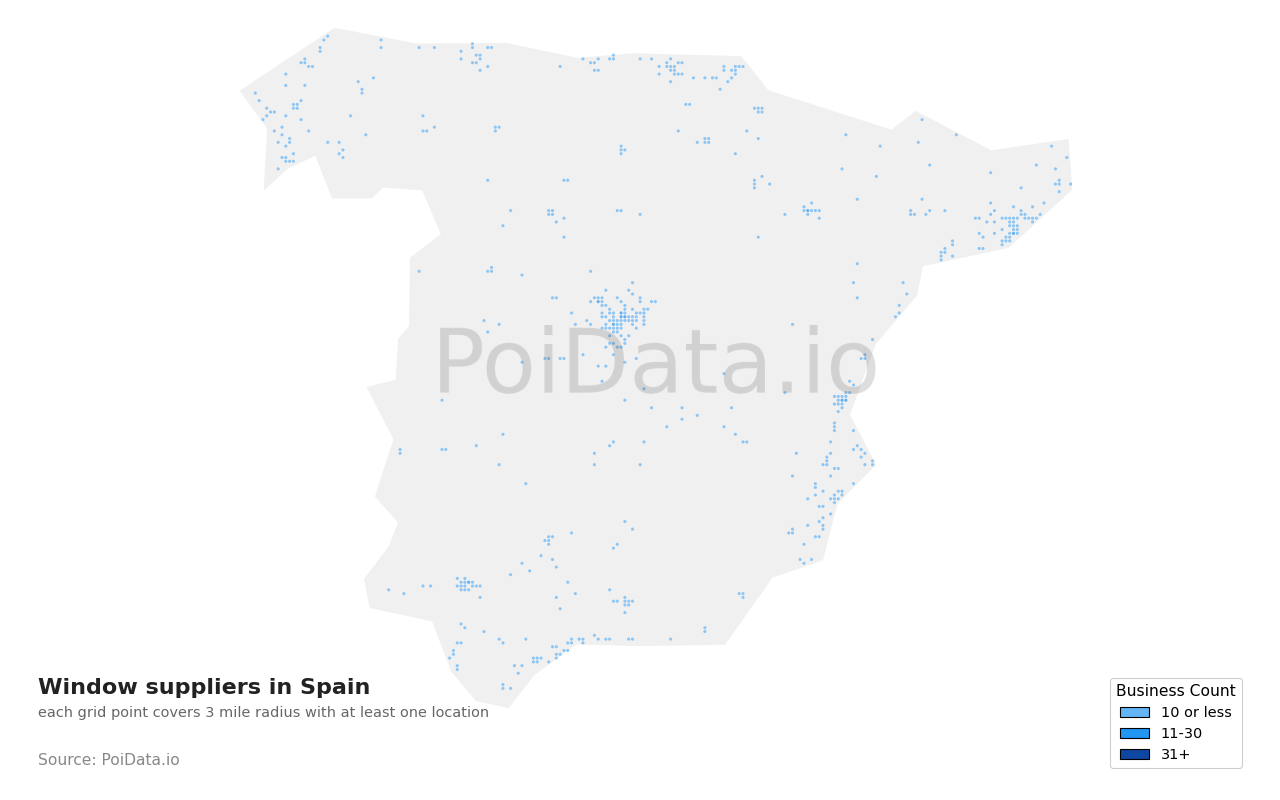 Window supplier density map for Spain