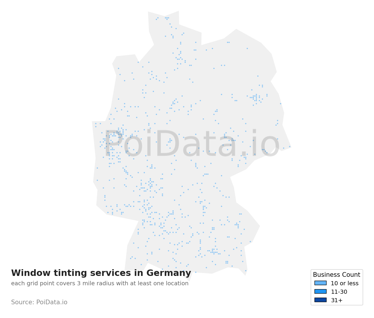 Window tinting service density map for Germany