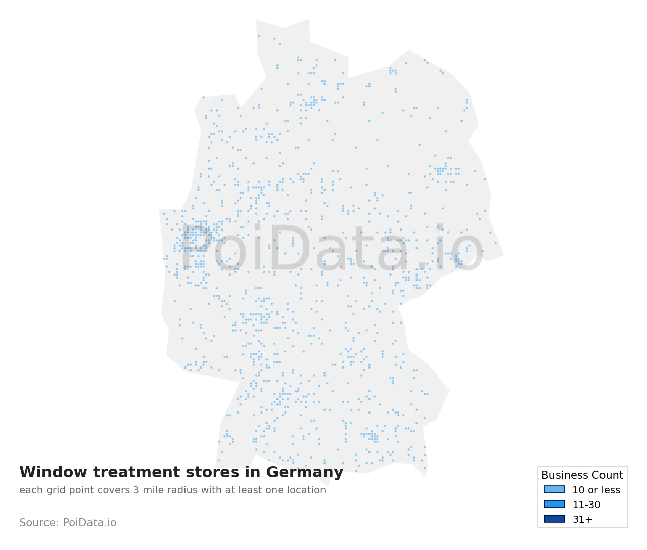 Window treatment store density map for Germany