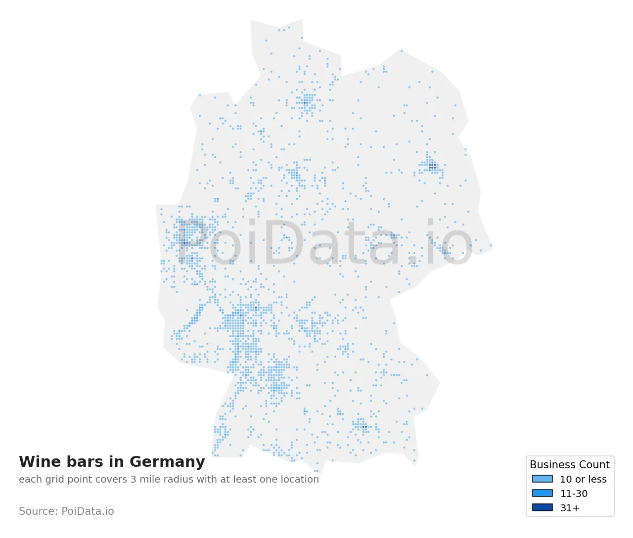 Wine bar density map for Germany