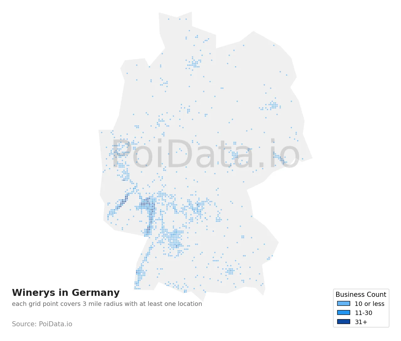 Winery density map for Germany
