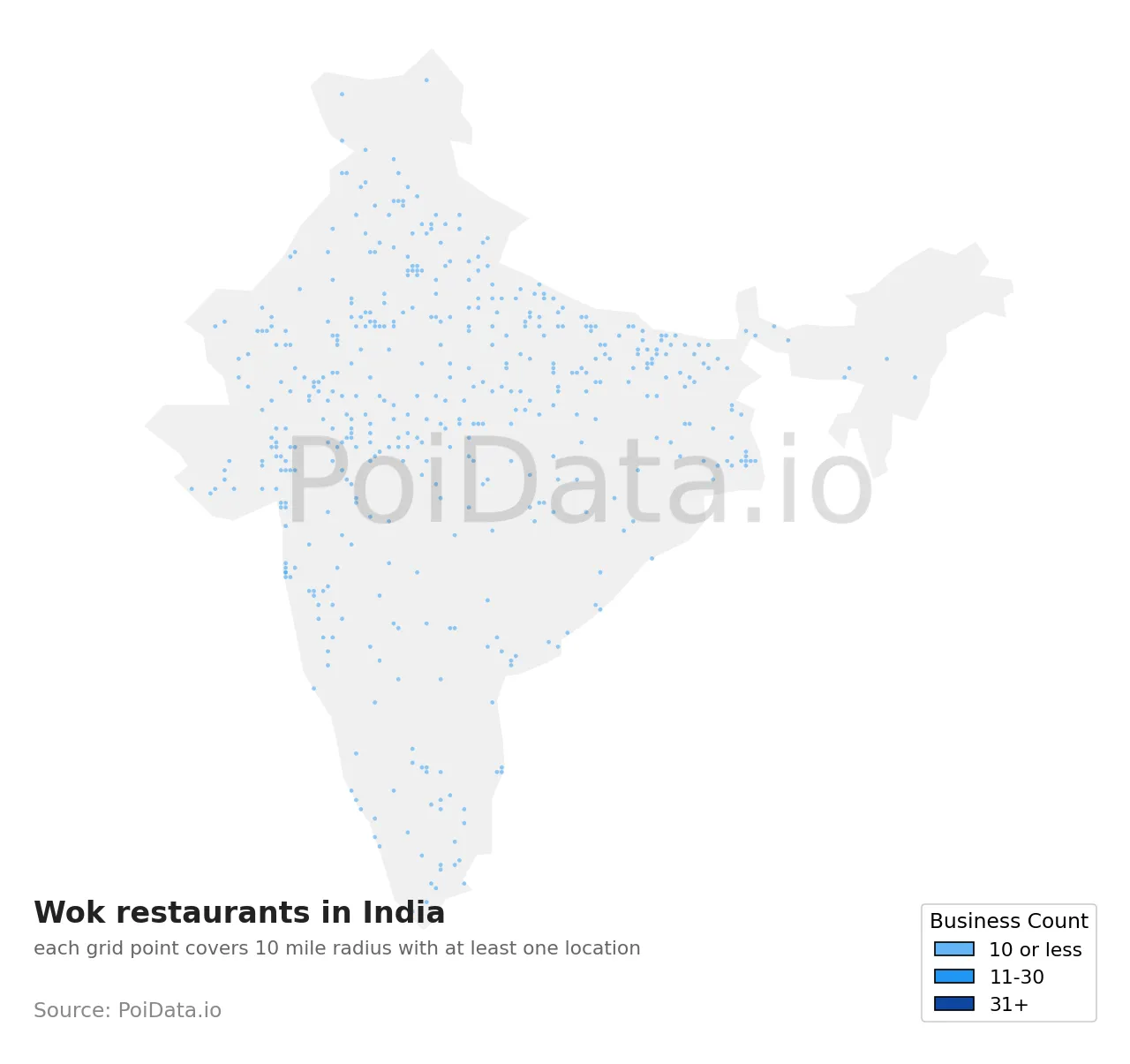 Wok restaurant density map for India