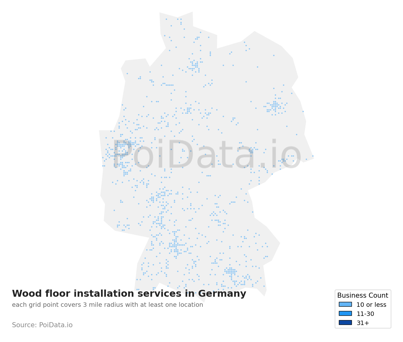 Wood floor installation service density map for Germany