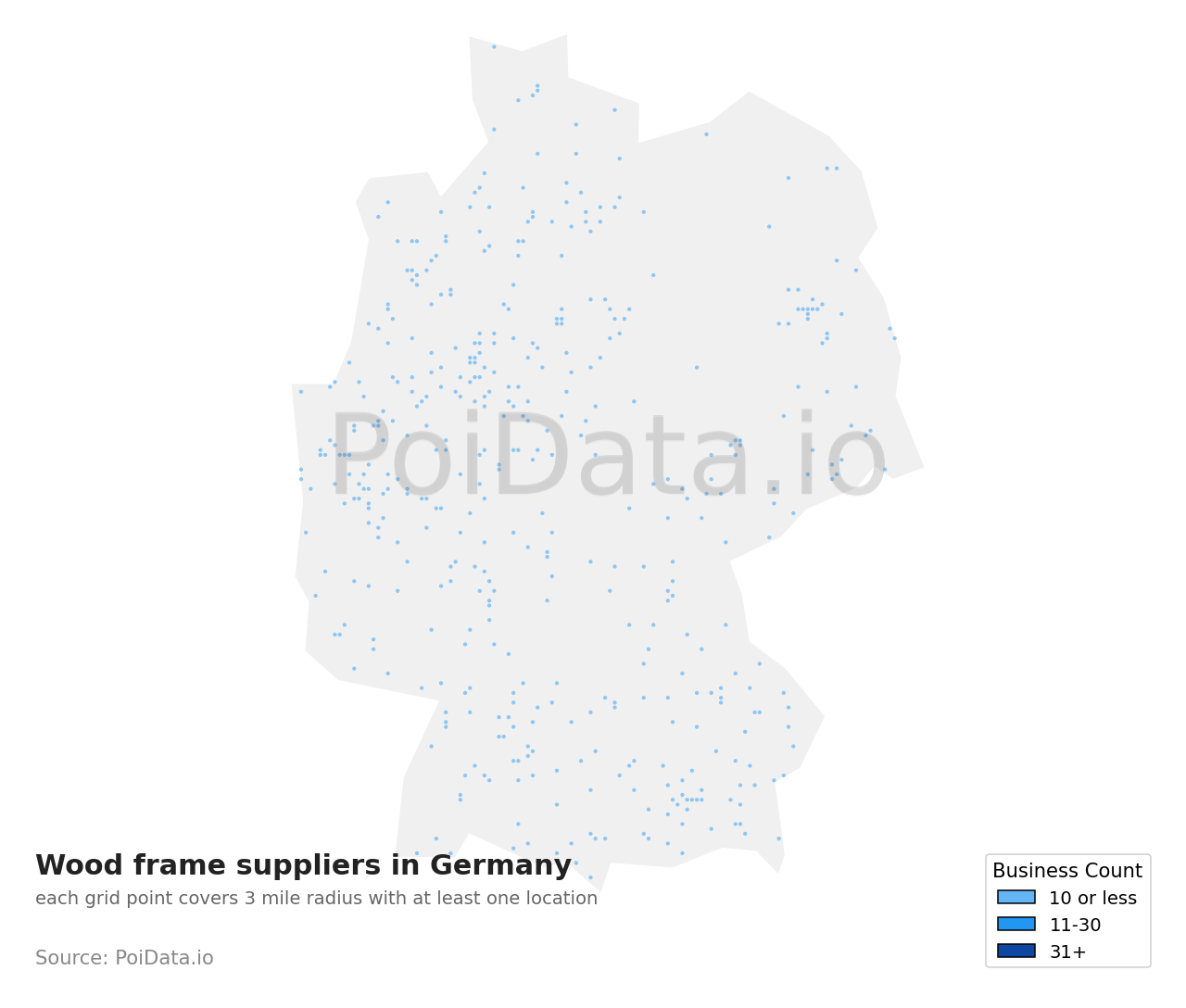 Wood frame supplier density map for Germany