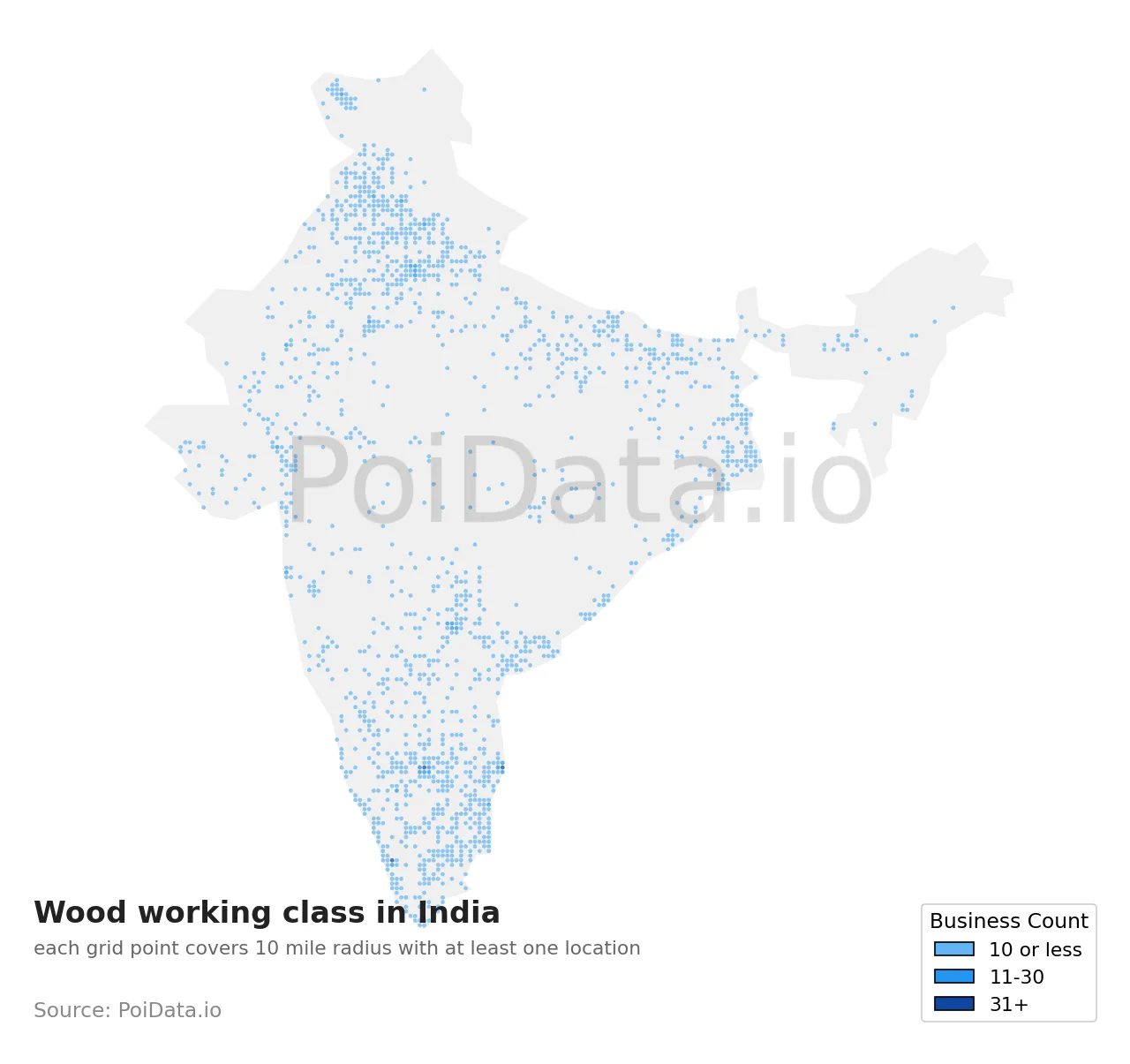 Wood working class density map for India