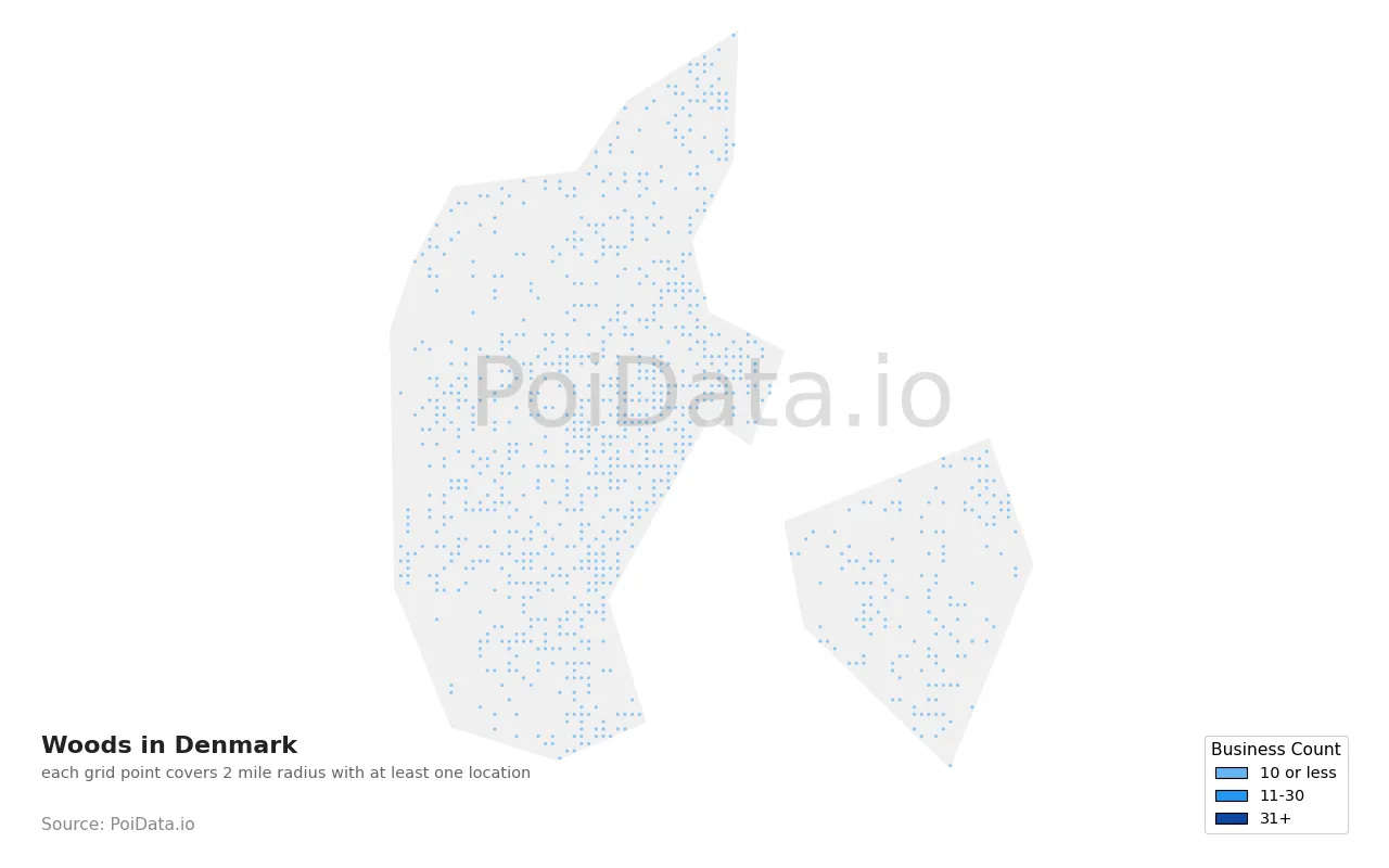 Woods density map for Denmark