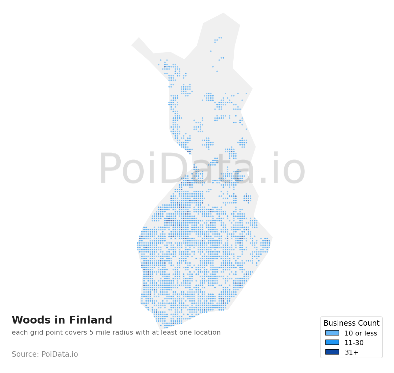 Woods density map for Finland