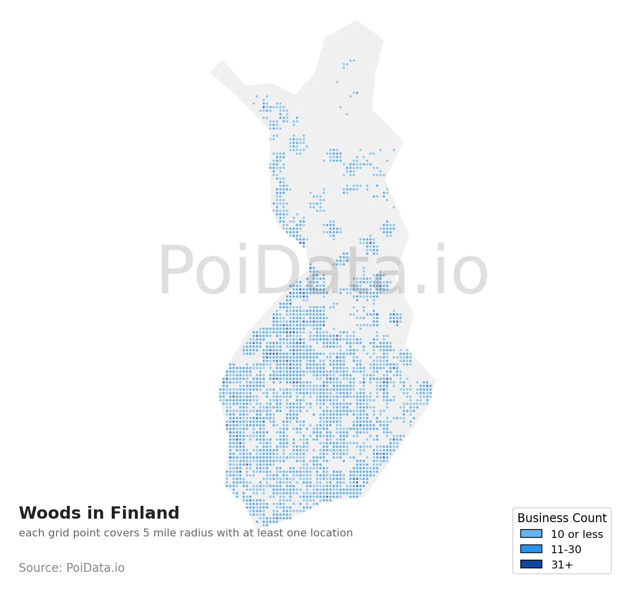 Woods density map for Finland