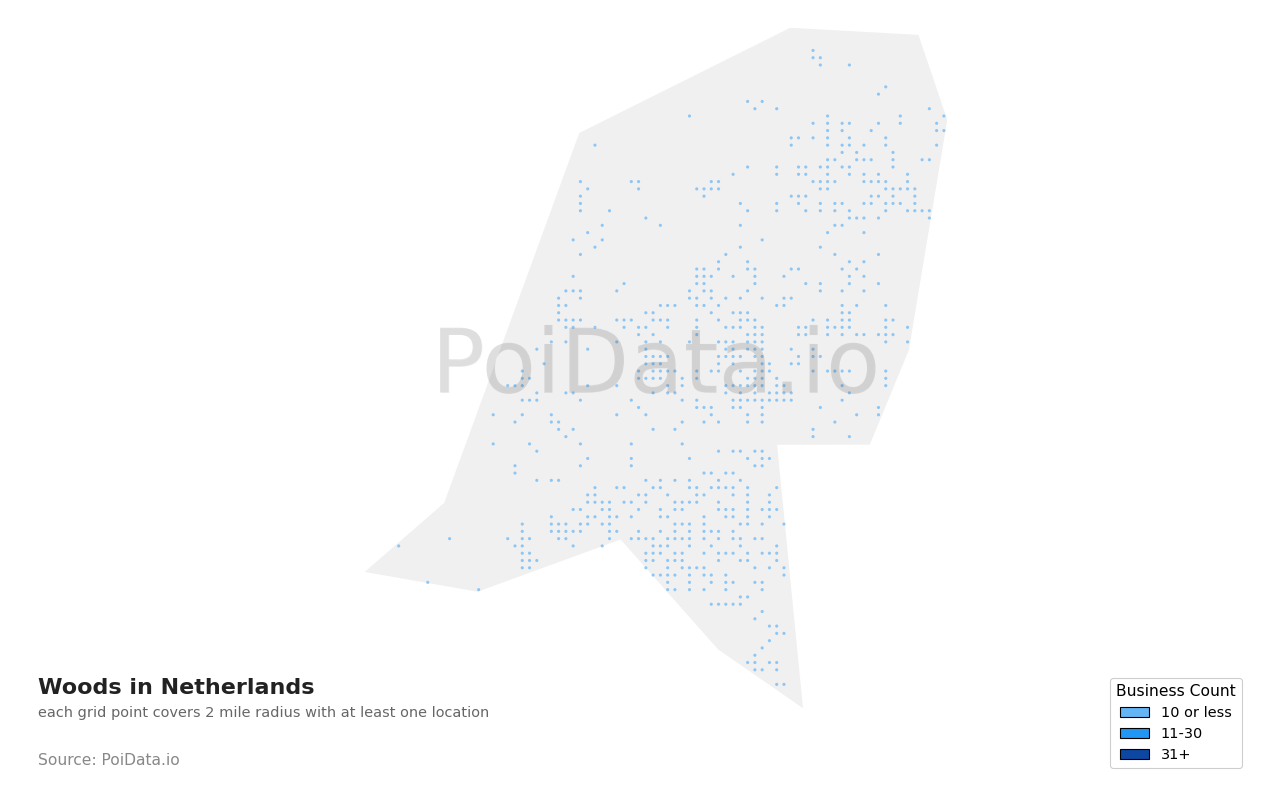Woods density map for Netherlands