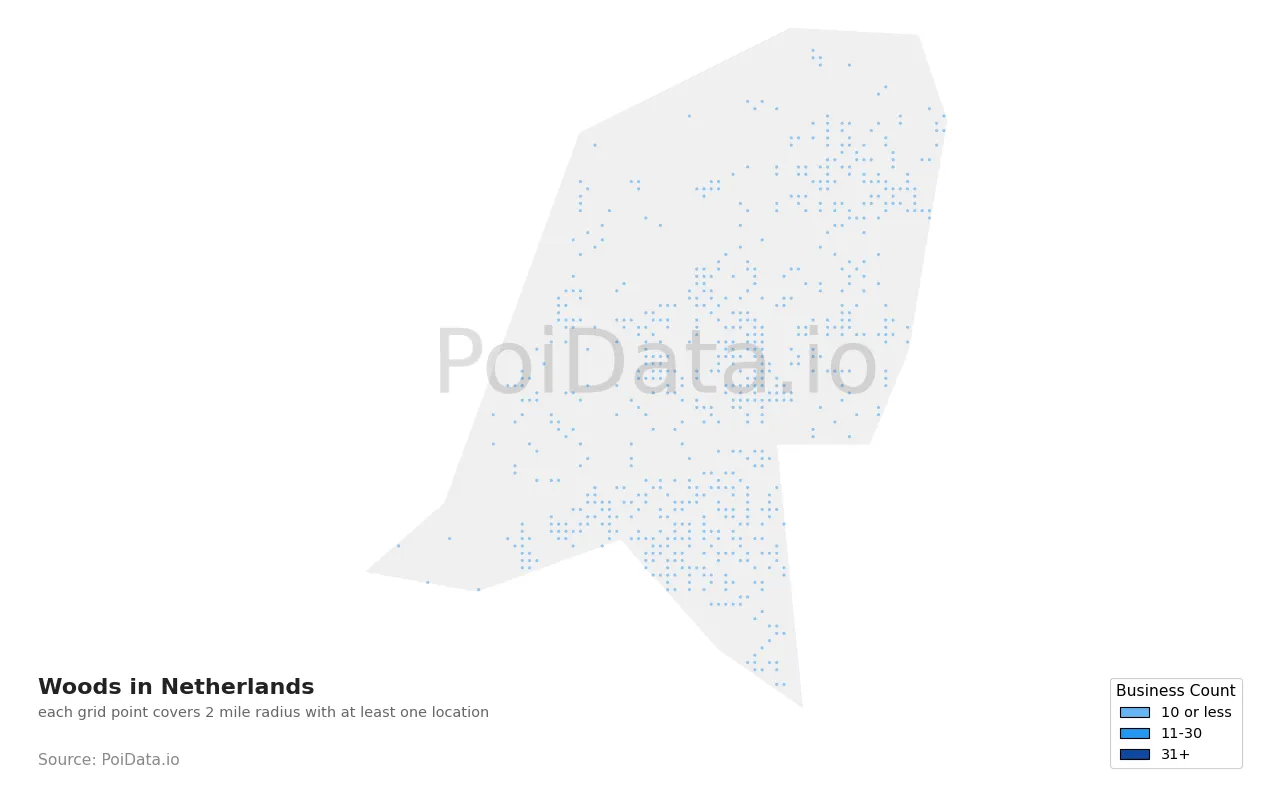 Woods density map for Netherlands