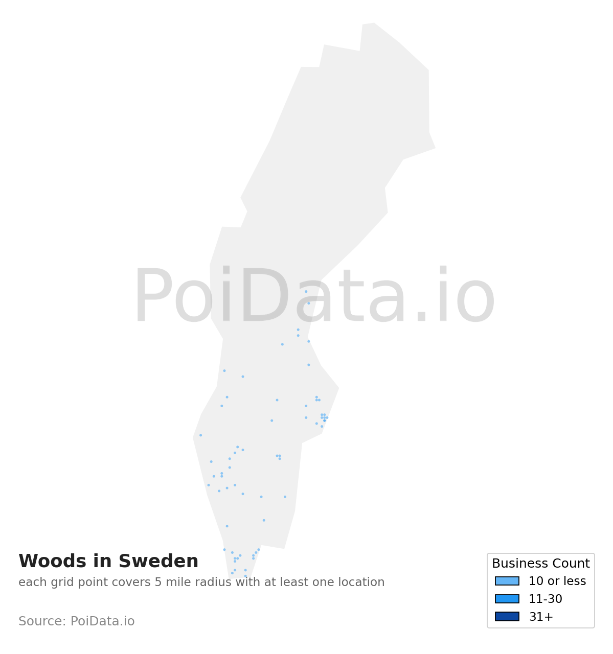Woods density map for Sweden