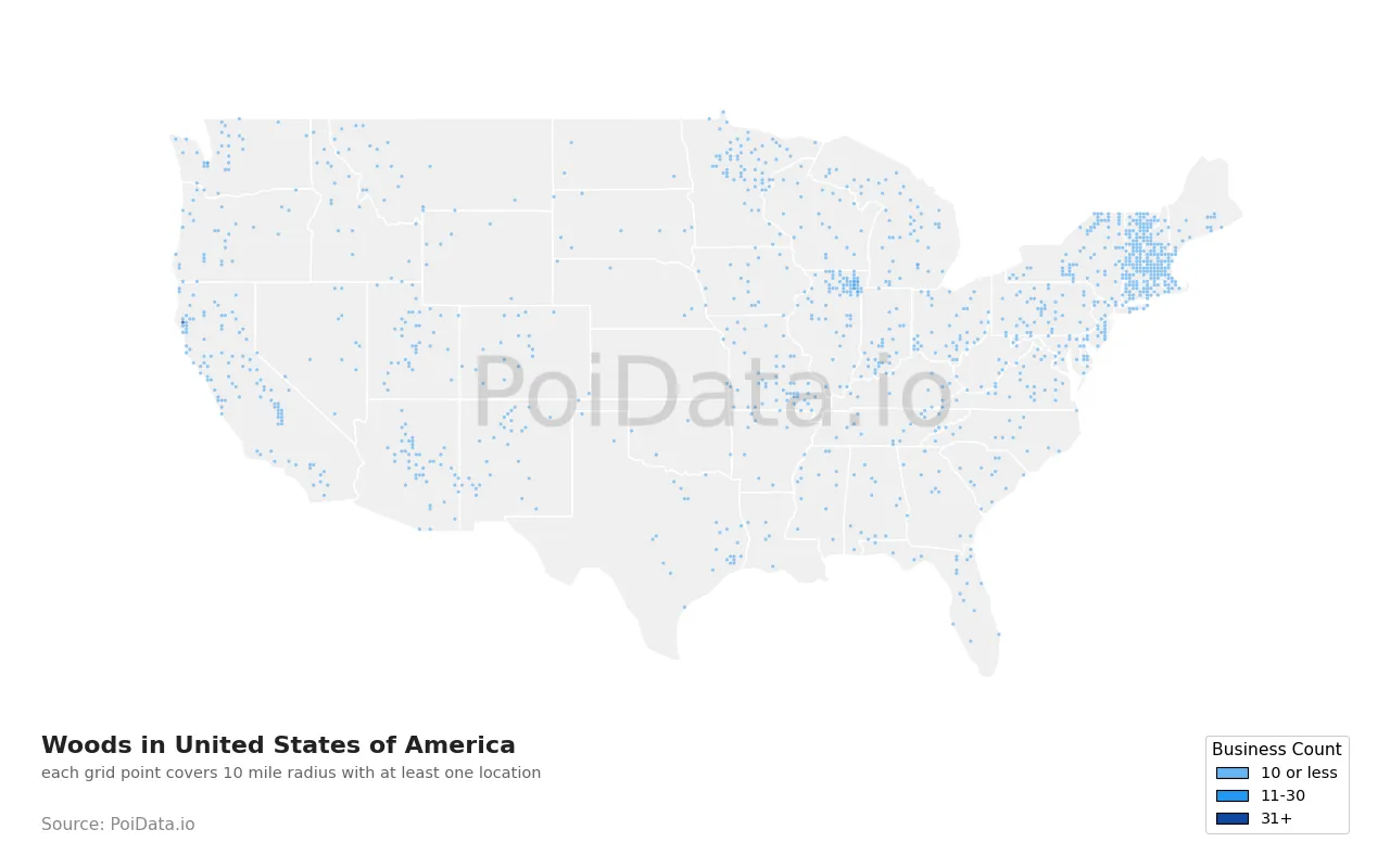Woods density map for United States