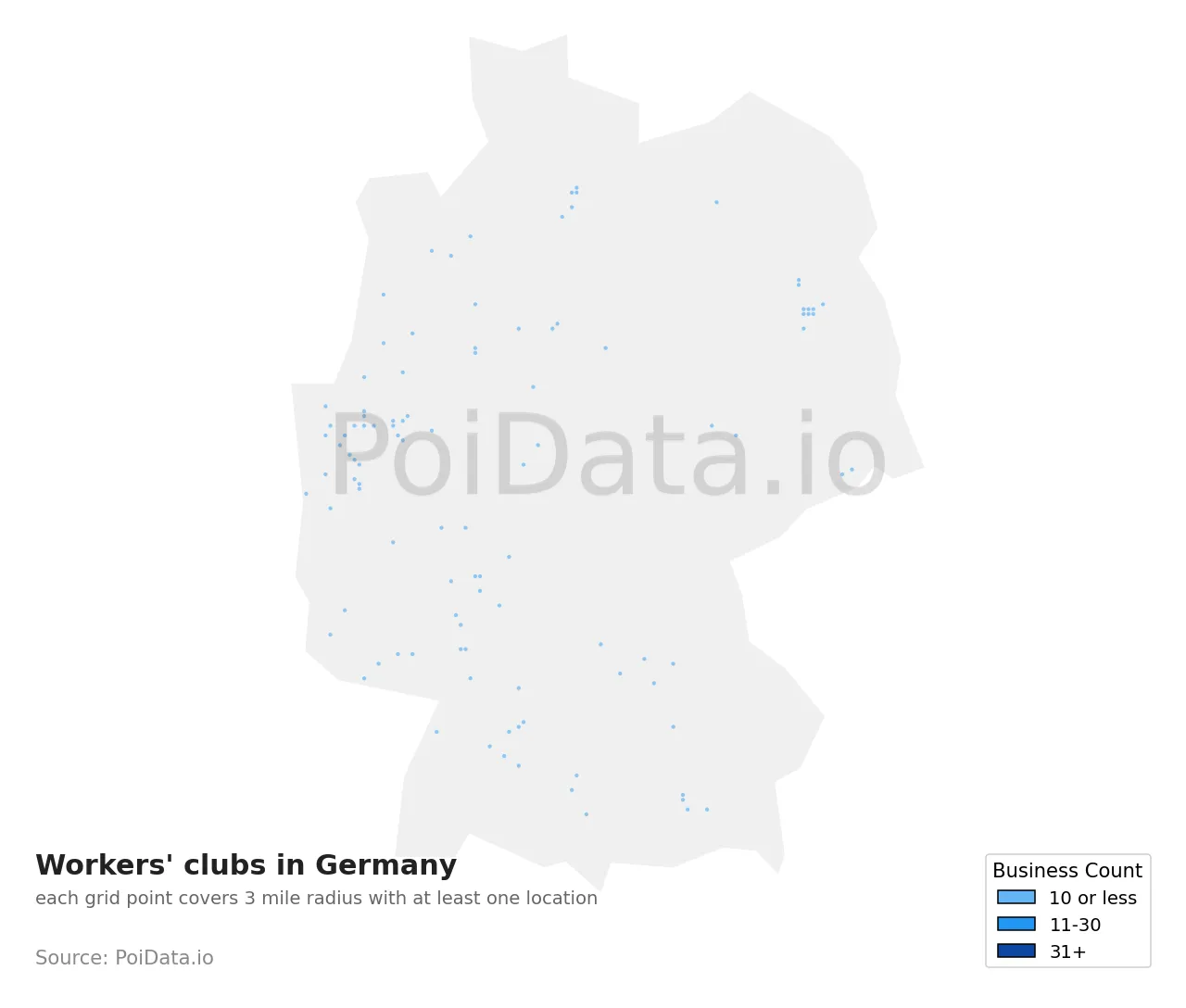 Workers' club density map for Germany