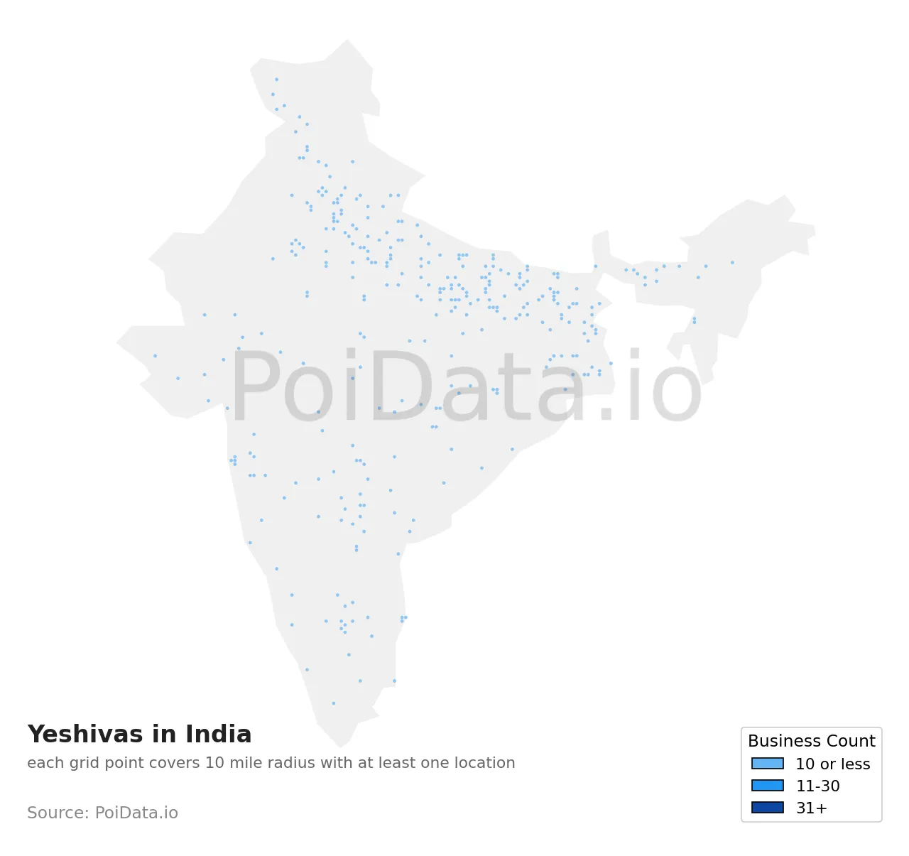 Yeshiva density map for India