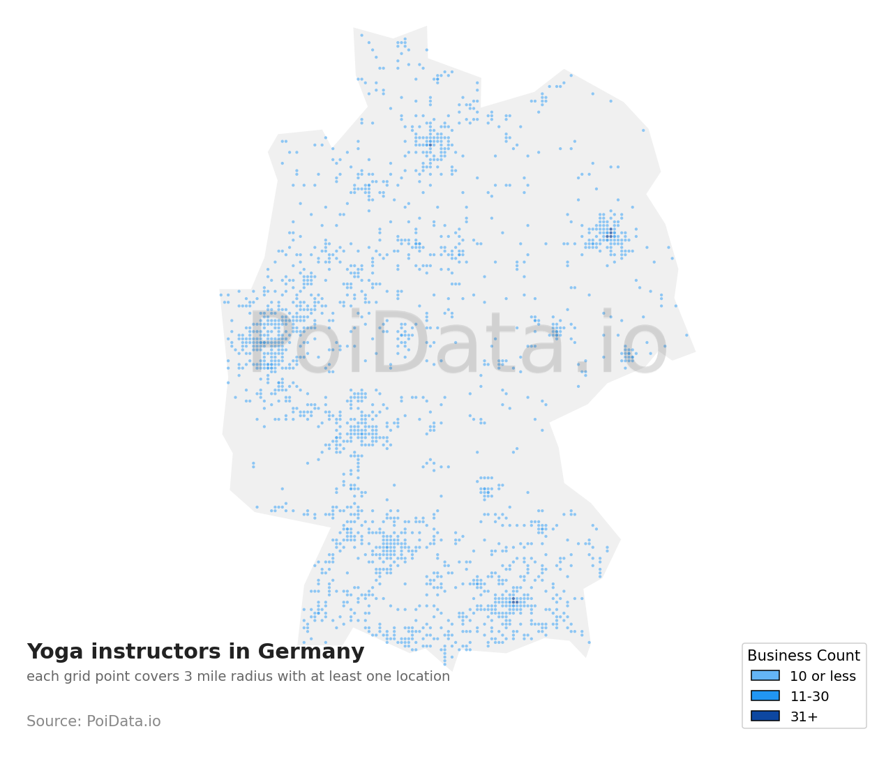 Yoga instructor density map for Germany