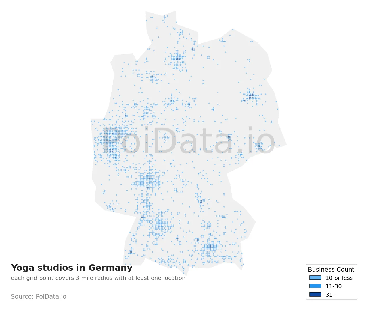 Yoga studio density map for Germany