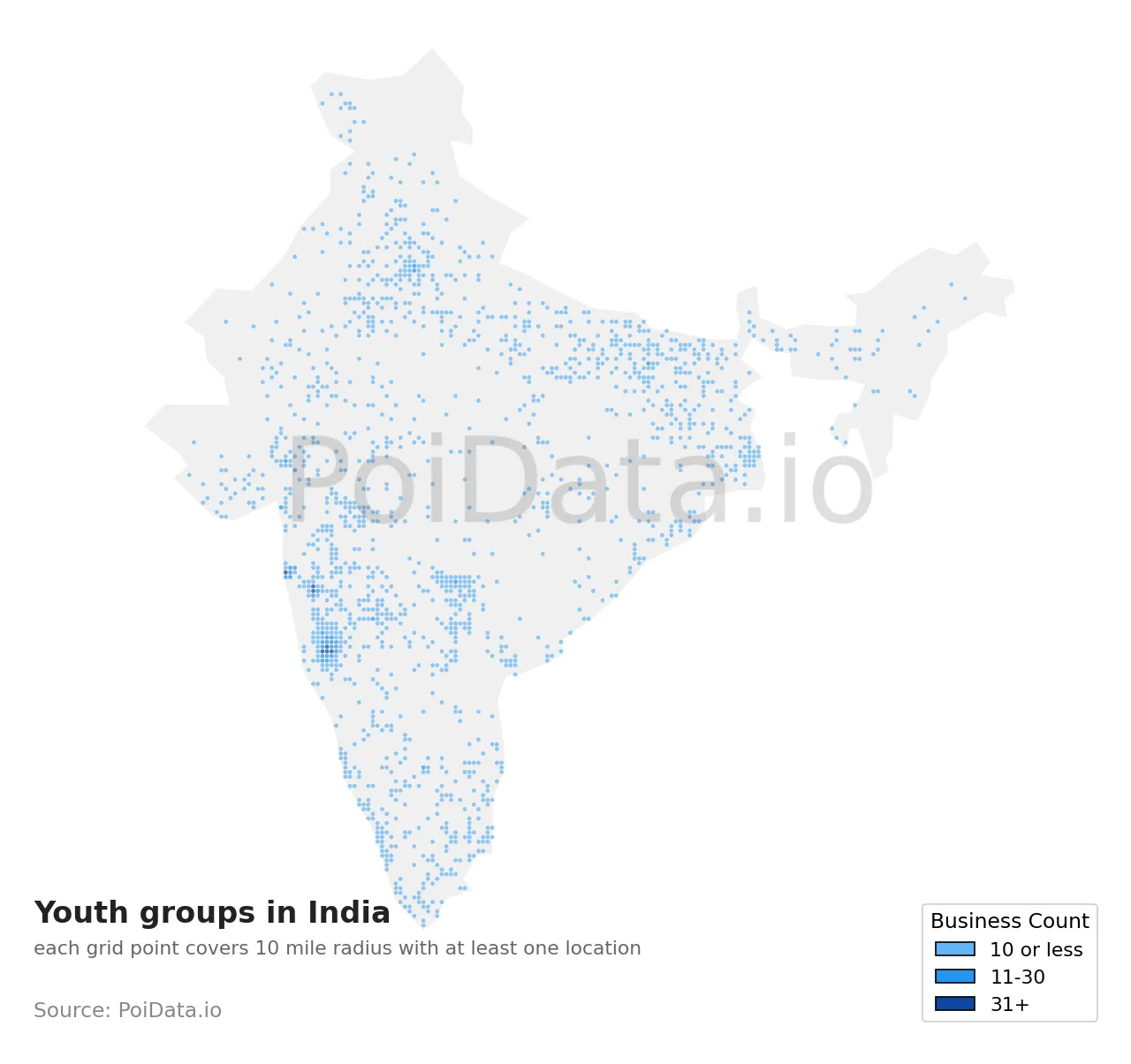 Youth group density map for India