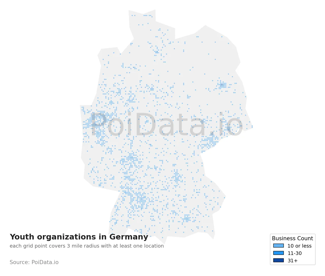Youth organization density map for Germany