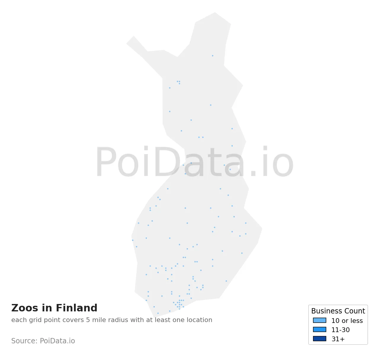 Zoo density map for Finland