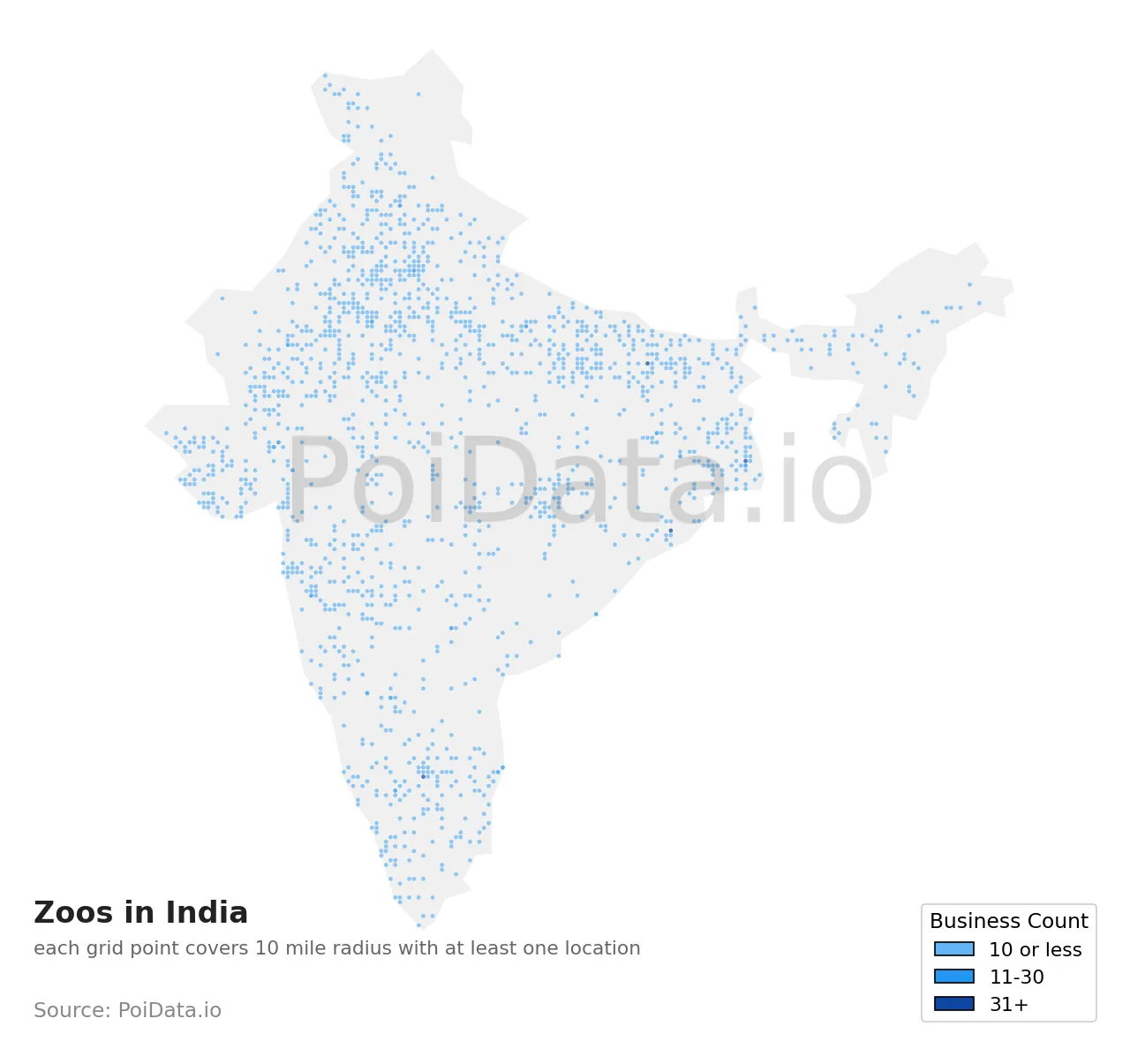 Zoo density map for India